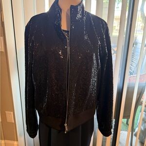 DKNY Black Sequin Bomber Jacket